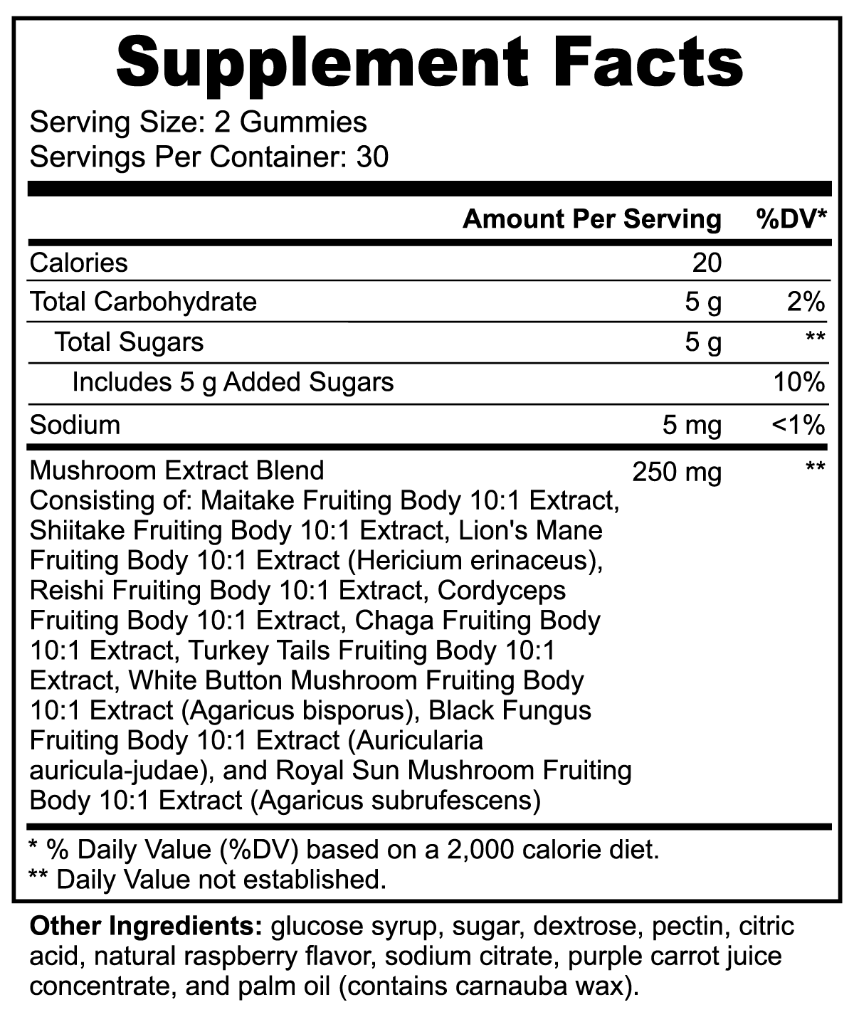 Focus & Energy Mushroom Gummies – 10 Blend – 60 Count