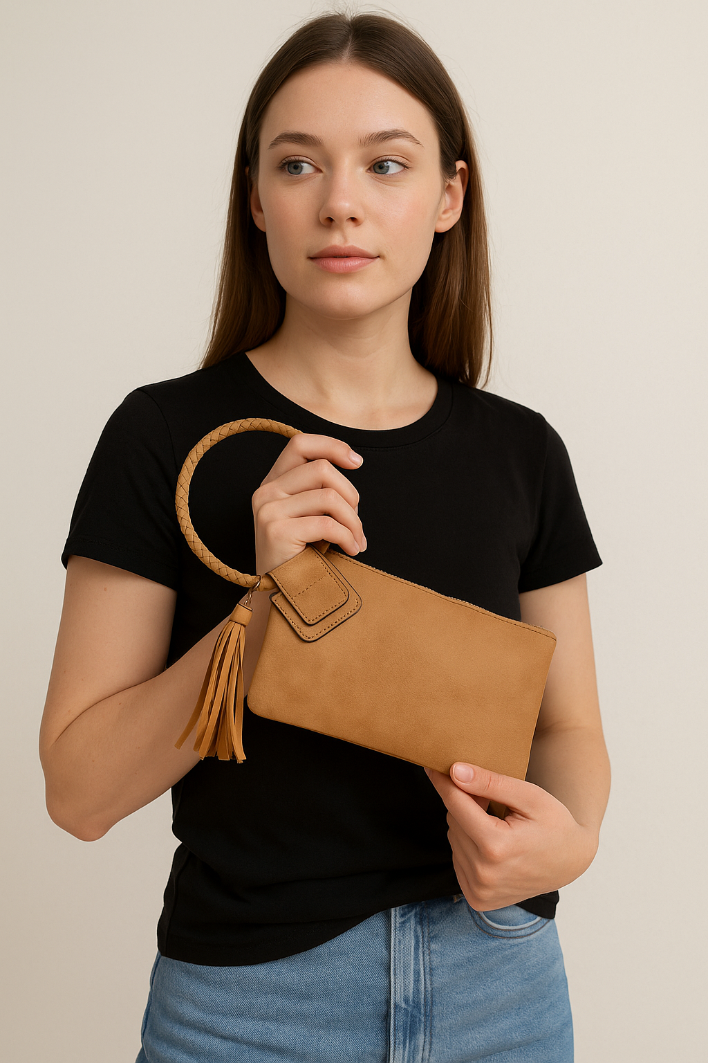 Leather Clutch Wristlet – Tan | Handbag Republic