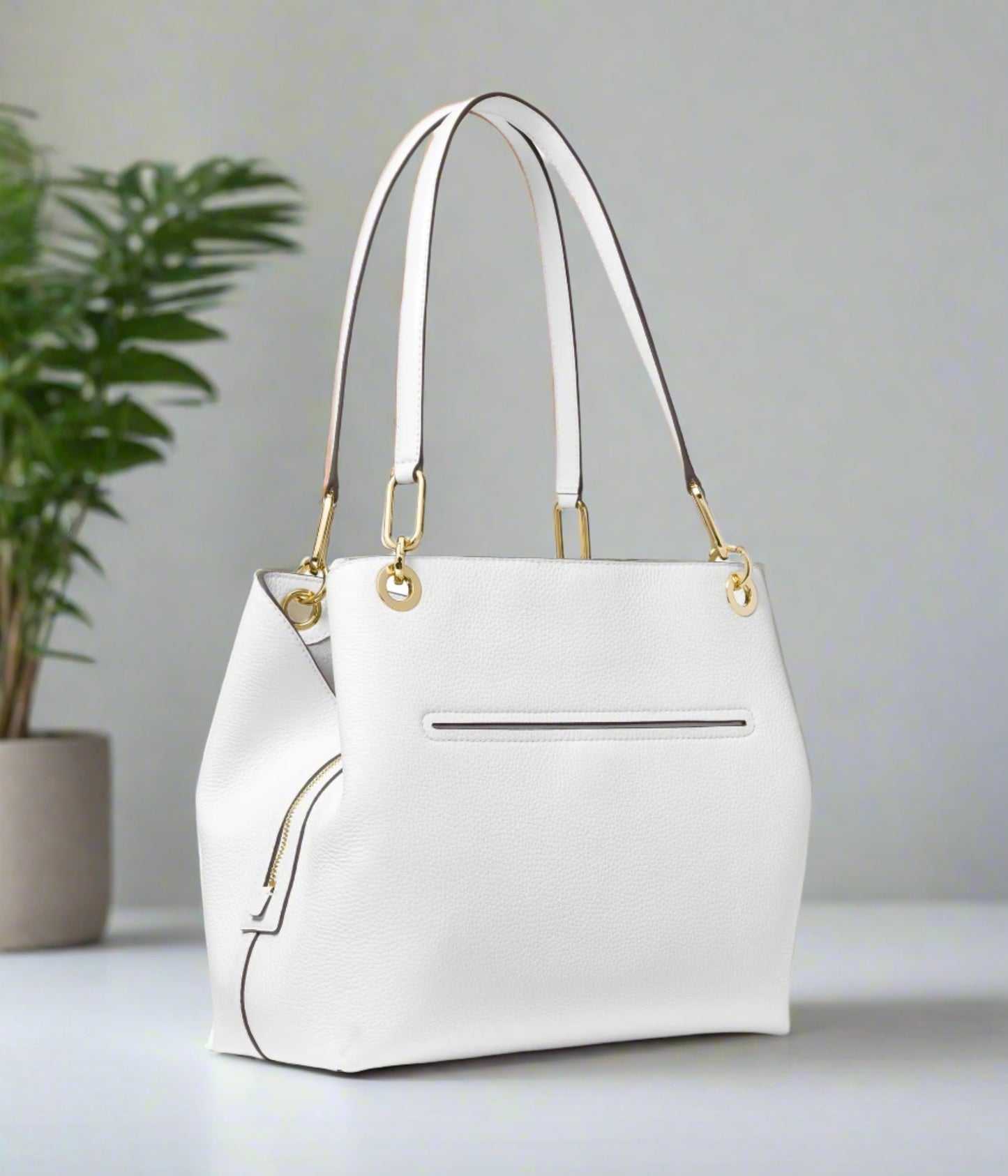 Michael Kors Kensington Large Shoulder Tote Bag, Optic White