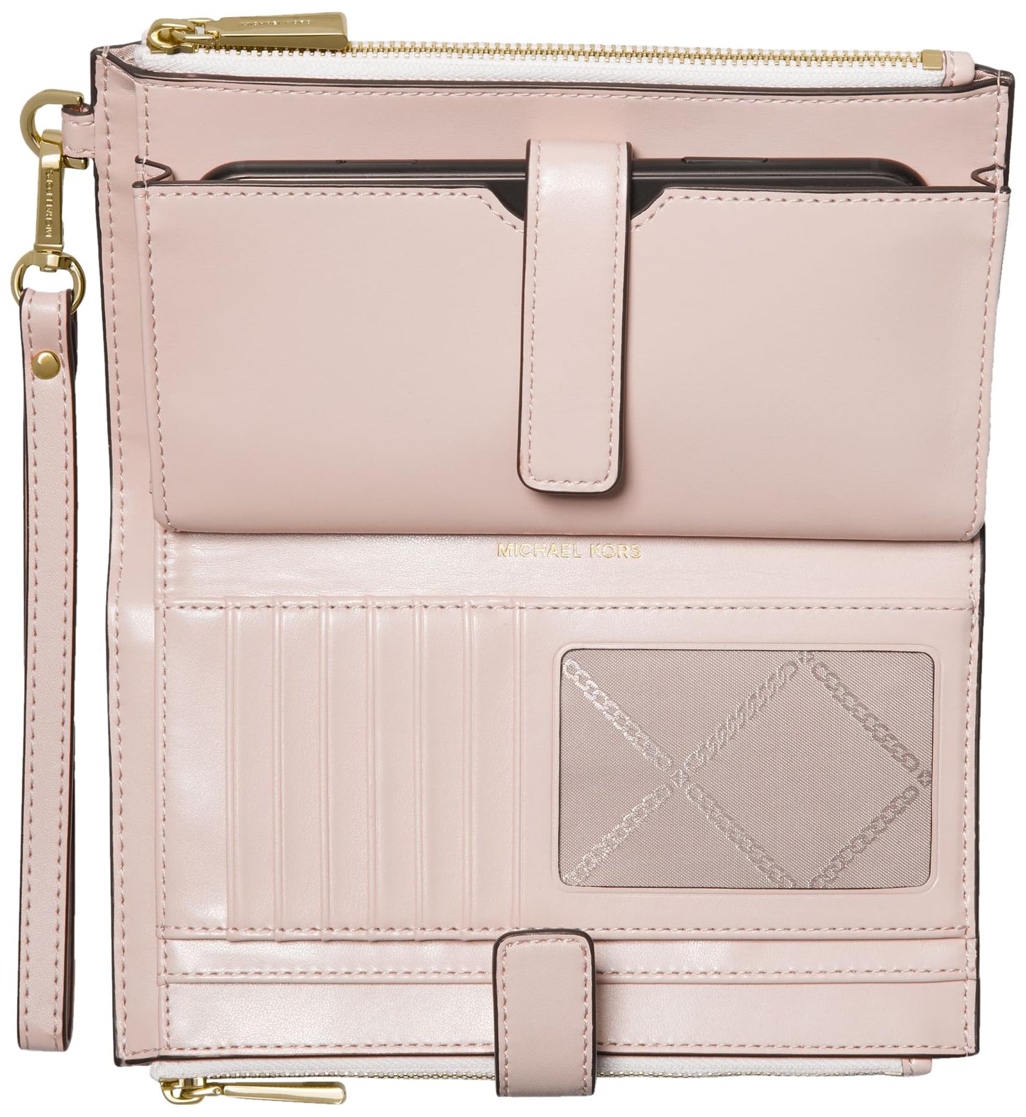 Michael Kors Jet Set Double Zip Wristlet, Vanilla/Soft Pink