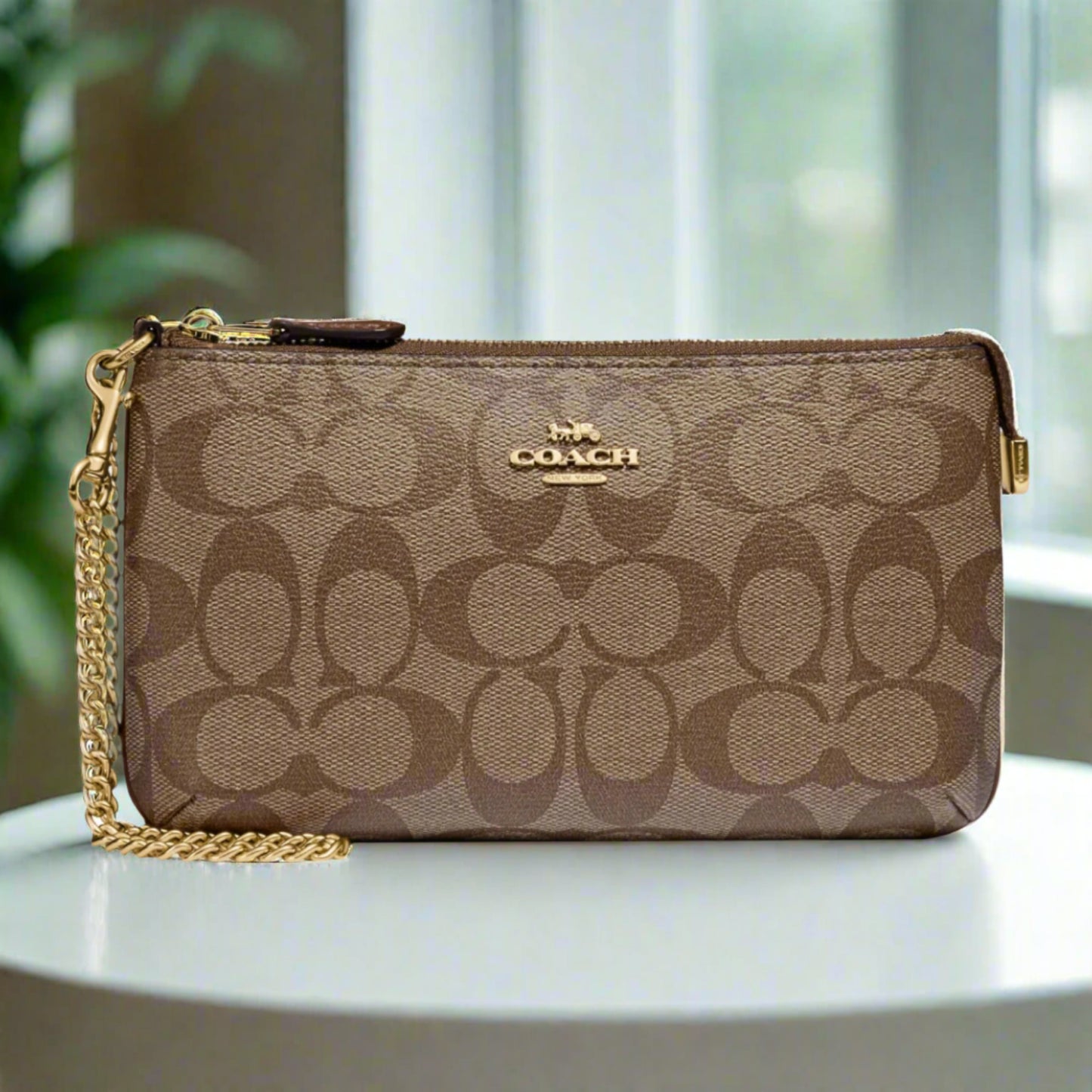 Coach Signature Large Wristlet with Chain