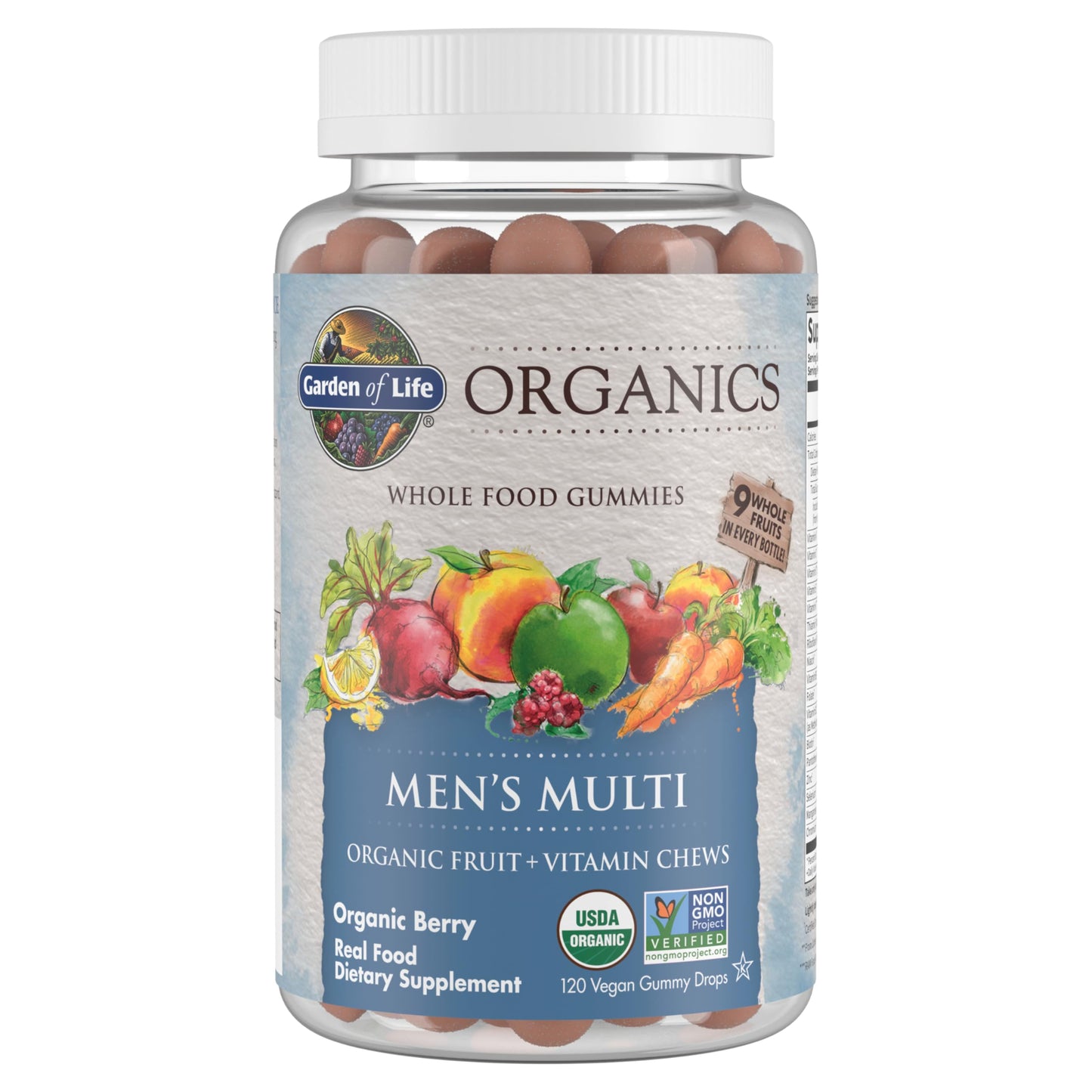 Viên nhai vitamin hữu cơ cho nam Garden of Life Organics – Vị mọng, 120 viên gummies.