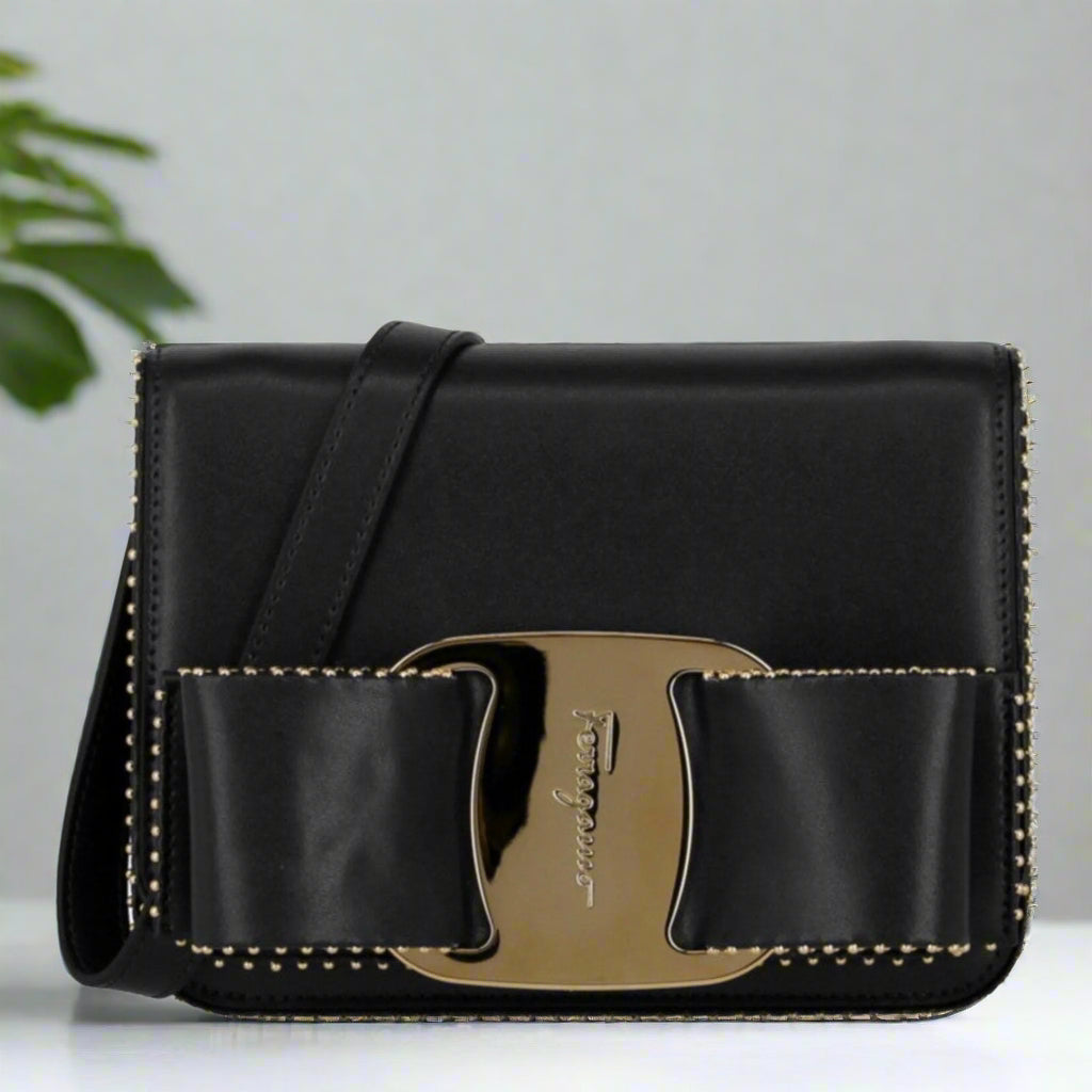 Salvatore Ferragamo Mini Vara Bow Crossbody Bag in Black