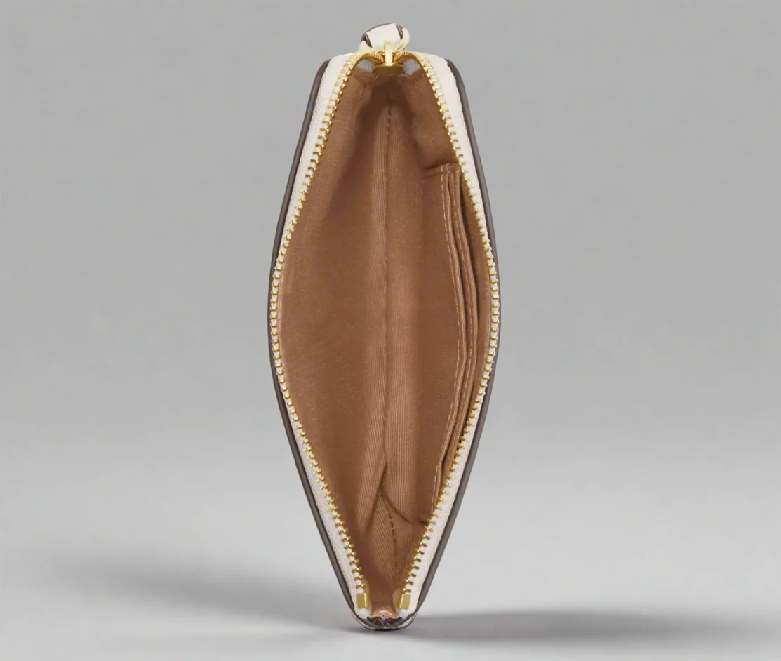 Coach White Corner Zip Wristlet – Pebble Leather