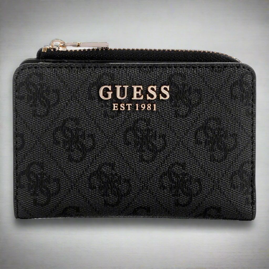 GUESS Laurel Zip Around Card Case, Coal Logo
