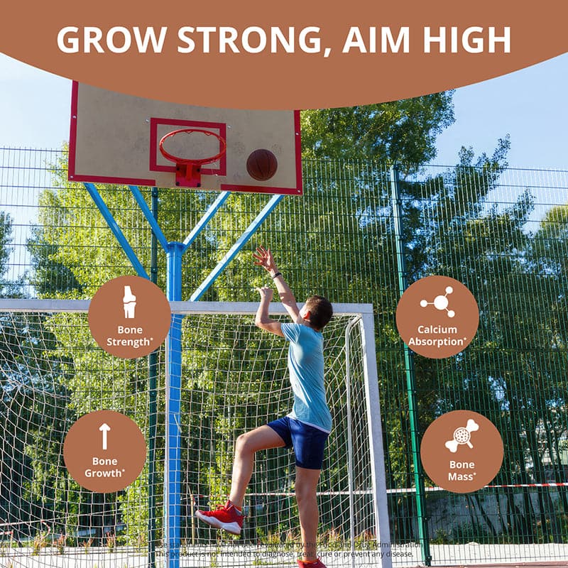 Bone Strength Supplement – 120 Capsules – Teens & Adults Support
