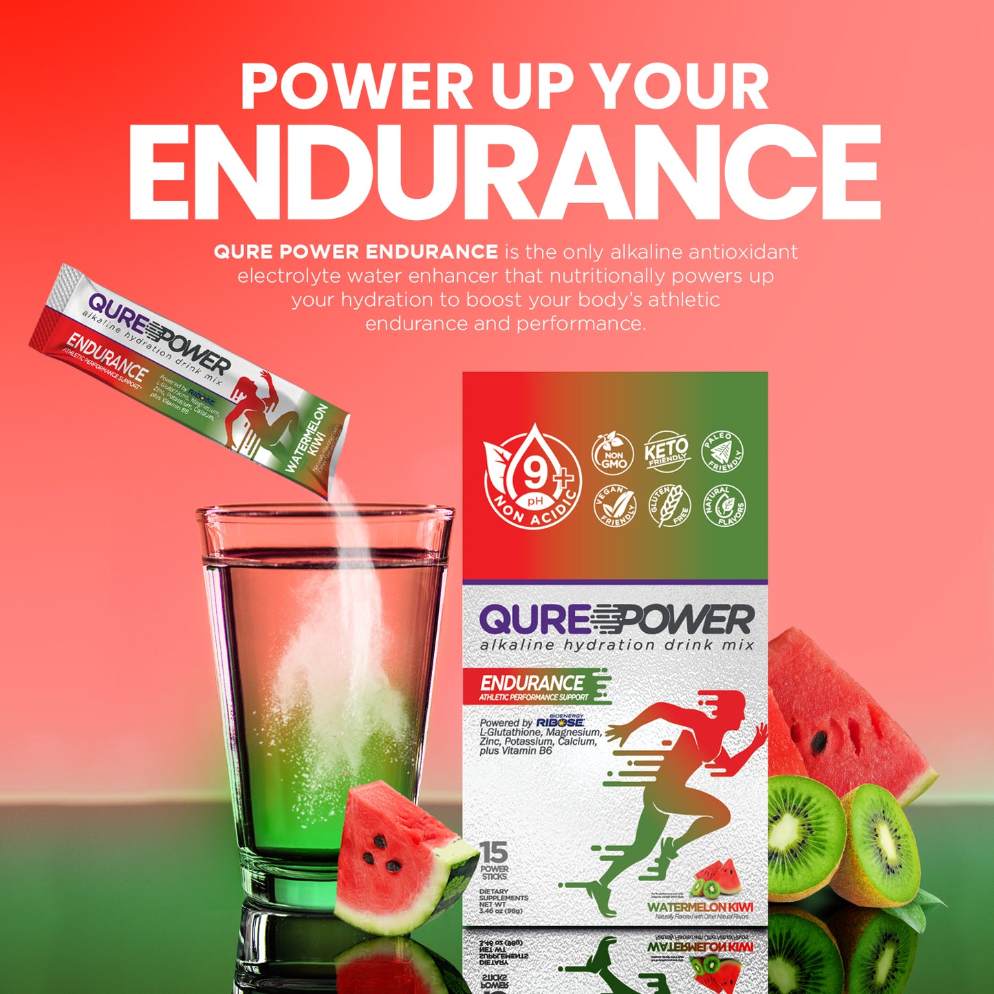 QURE Alkaline Water Enhancer – Energy & Recovery Support – 15 Ct