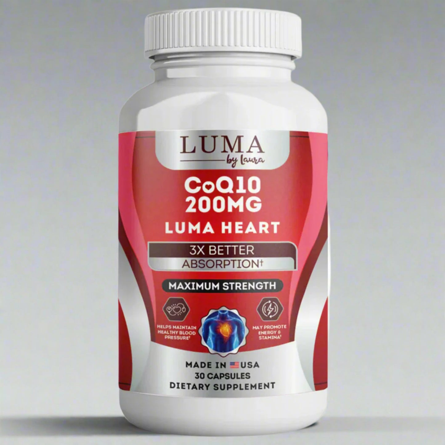 CoQ10 200mg Supplement – Heart, Energy & Brain Support – USA Made