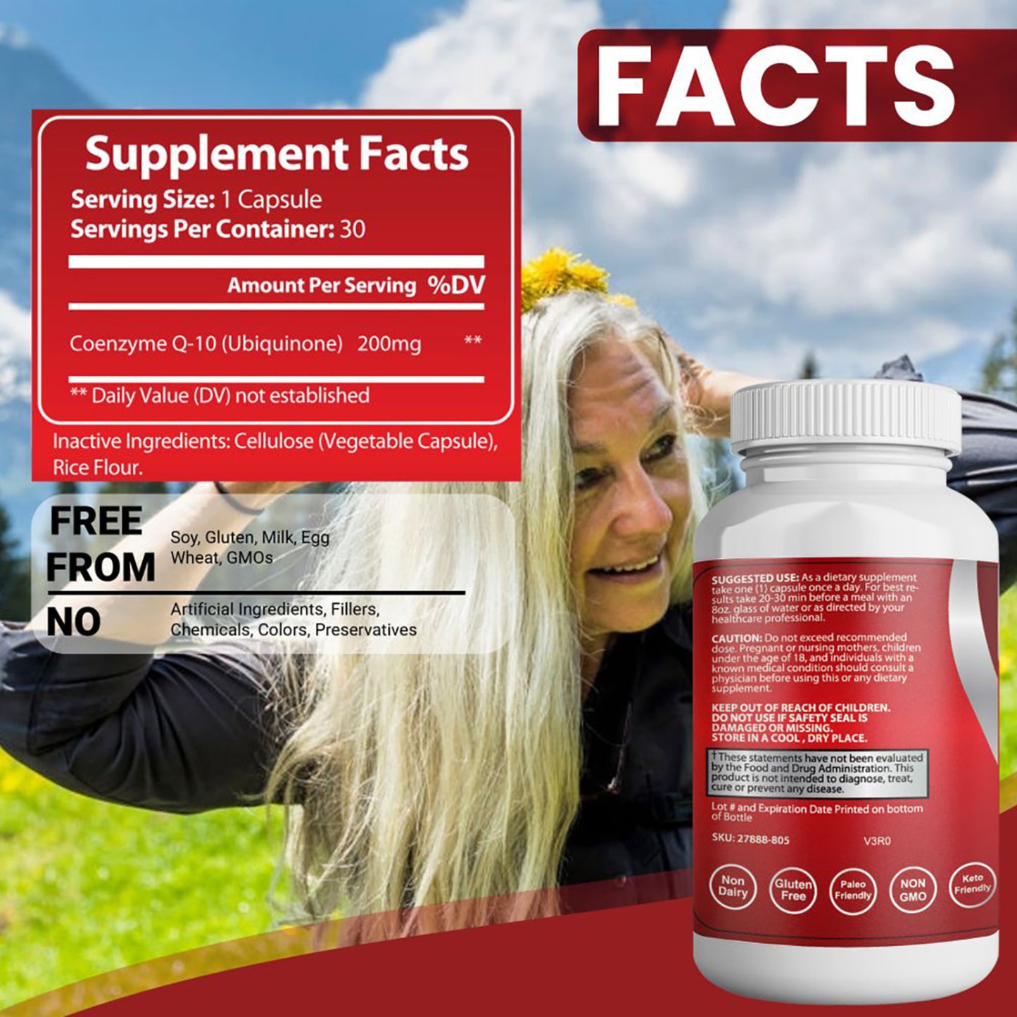 CoQ10 200mg Supplement – Heart, Energy & Brain Support – USA Made