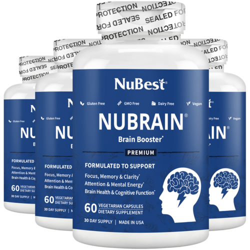NuBrain – Brain Booster Supplement for Memory & Focus (2 or 4 bottles/pack)