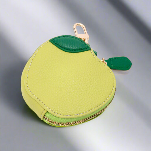 Stylish Faux Leather Apple Keychain Coin Purse Bag Charm