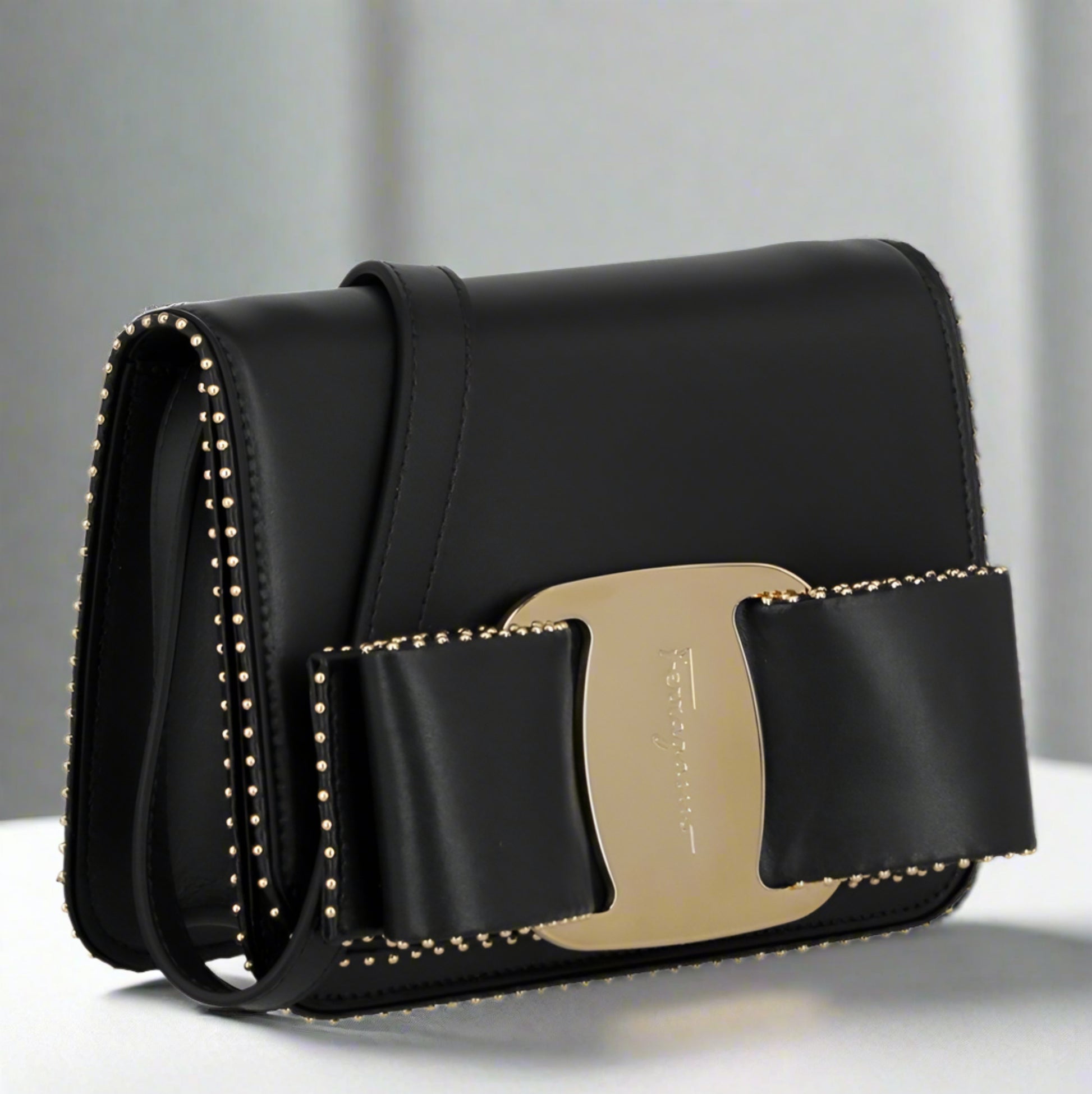 Salvatore Ferragamo Mini Vara Bow Crossbody Bag in Black
