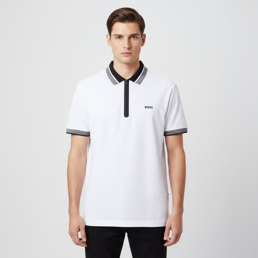 BOSS Cotton Piqué Polo Shirt with Zip Placket