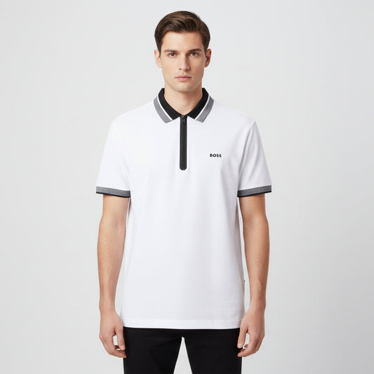 BOSS Cotton Piqué Polo Shirt with Zip Placket