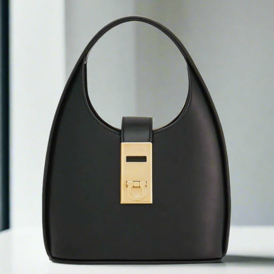 Ferragamo Mini Hobo Leather Shoulder Bag in Cedar Brown