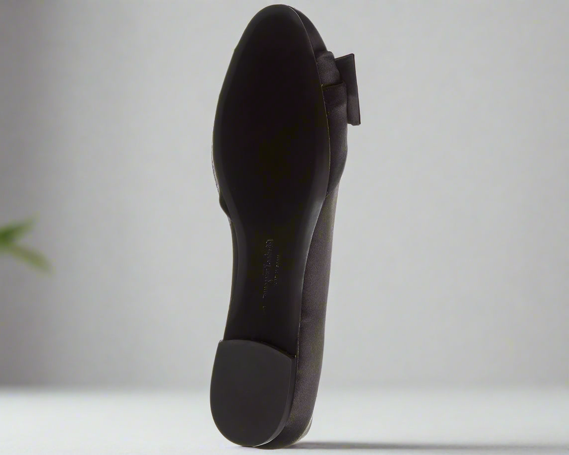Salvatore Ferragamo Varina Black Satin Flat Women's Luxury Shoes