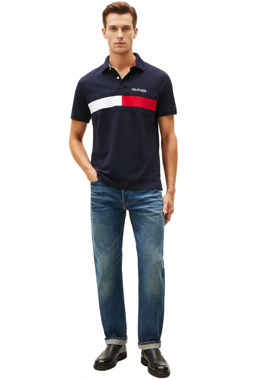 Tommy Hilfiger Men's Classic Cotton Pique Flag Polo Shirt