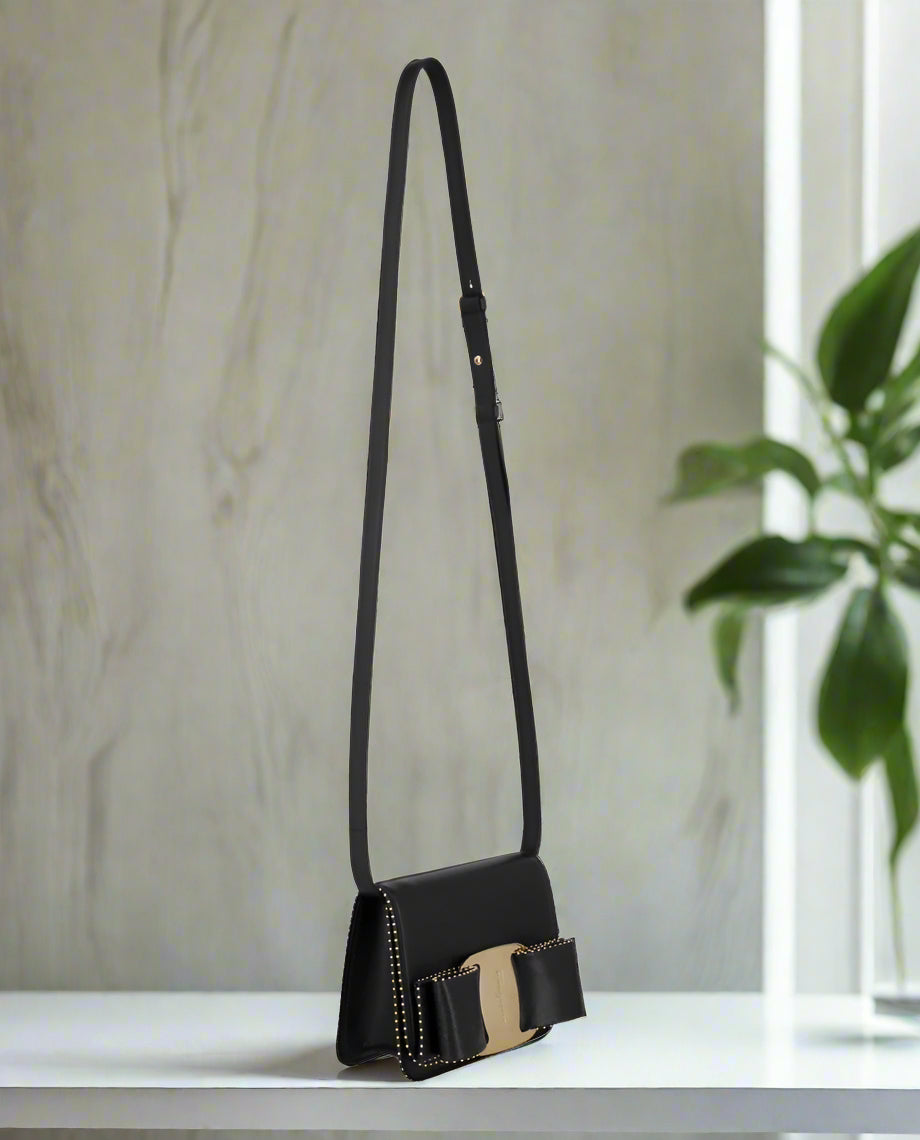 Salvatore Ferragamo Mini Vara Bow Crossbody Bag in Black