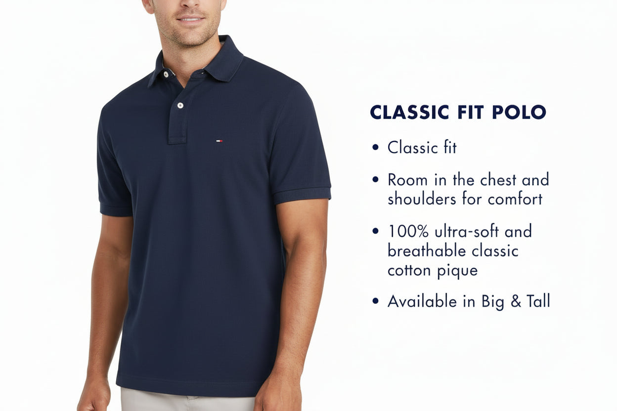 Tommy Hilfiger Men's Classic Fit Cotton Polo Shirt