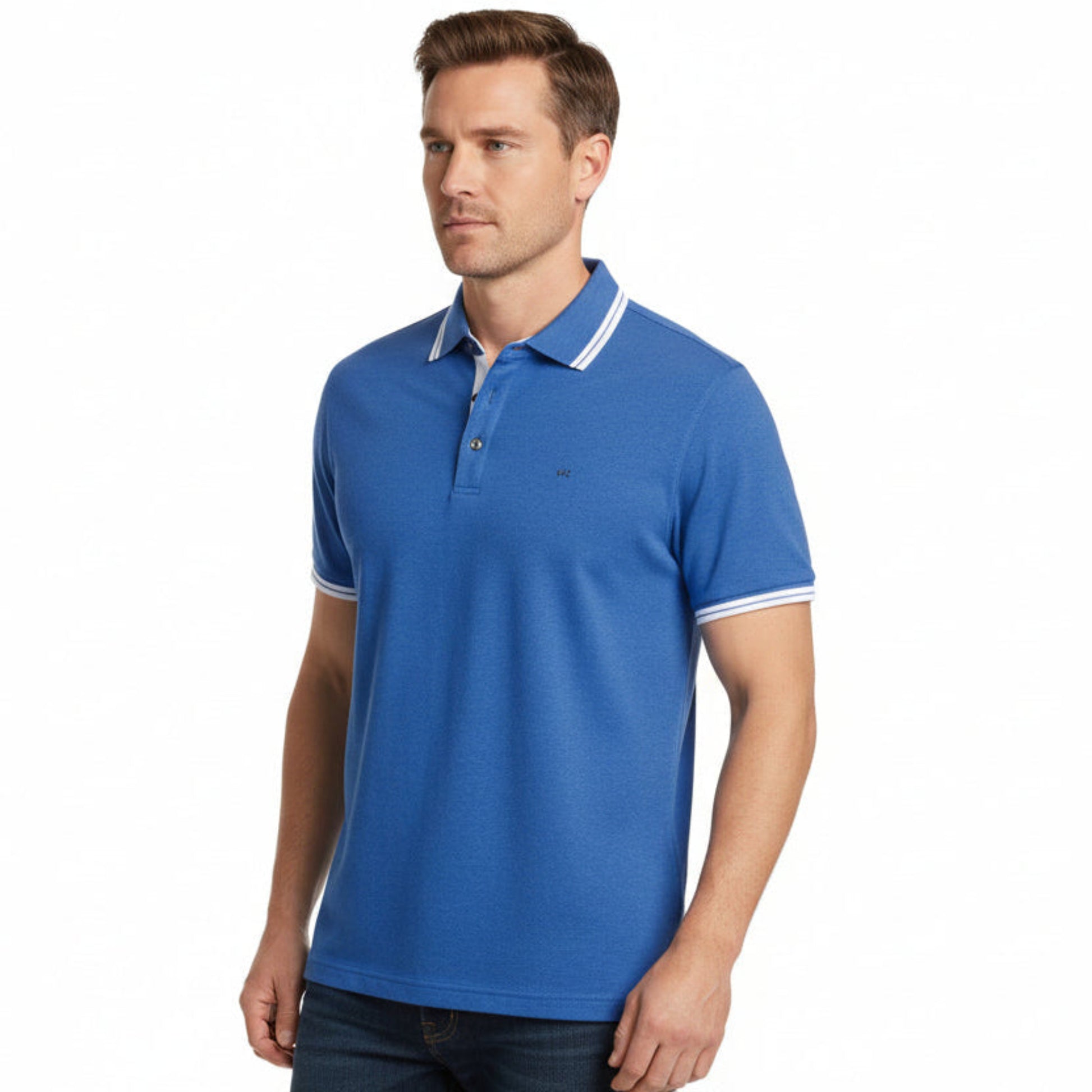 Michael Kors Men's Greenwich Cotton Polo with Contrast Stripe Trim