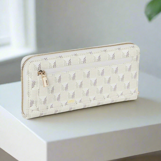 GUESS G Wave Large Zip Around Wallet, Stone Logo