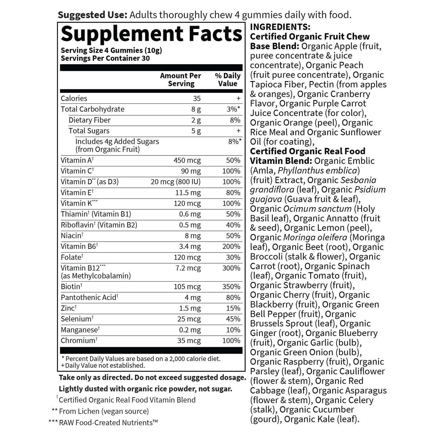 Viên nhai vitamin hữu cơ cho nam Garden of Life Organics – Vị mọng, 120 viên gummies.
