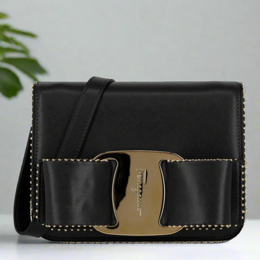 Salvatore Ferragamo Mini Vara Bow Crossbody Bag in Black