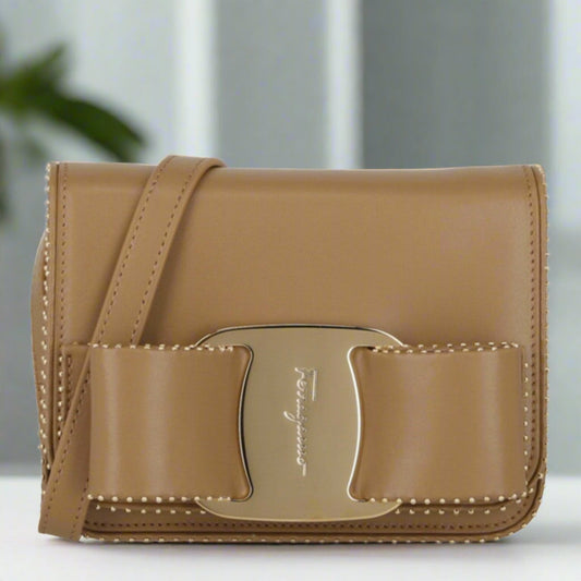 Mini Vara Bow Crossbody Bag in Luxury Calfskin Leather