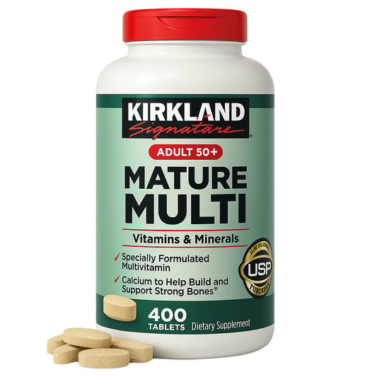 Viên Uống Vitamin Tổng Hợp Kirkland Mature Multi dành cho Người Cao Tuổi – 400 Viên – Hỗ Trợ Xương và Miễn Dịch