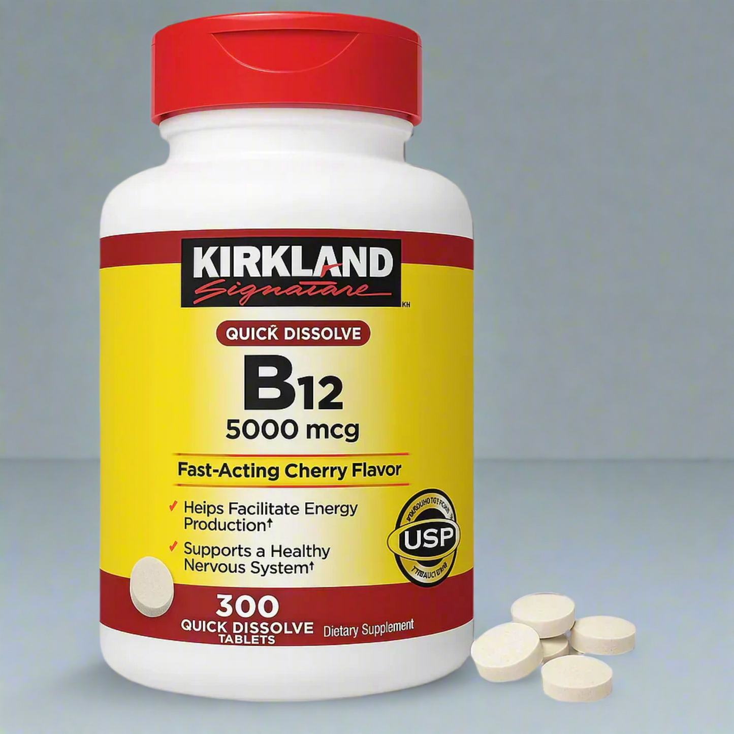 Kirkland B-12 5000 mcg – 300 Quick Dissolve – USP Verified