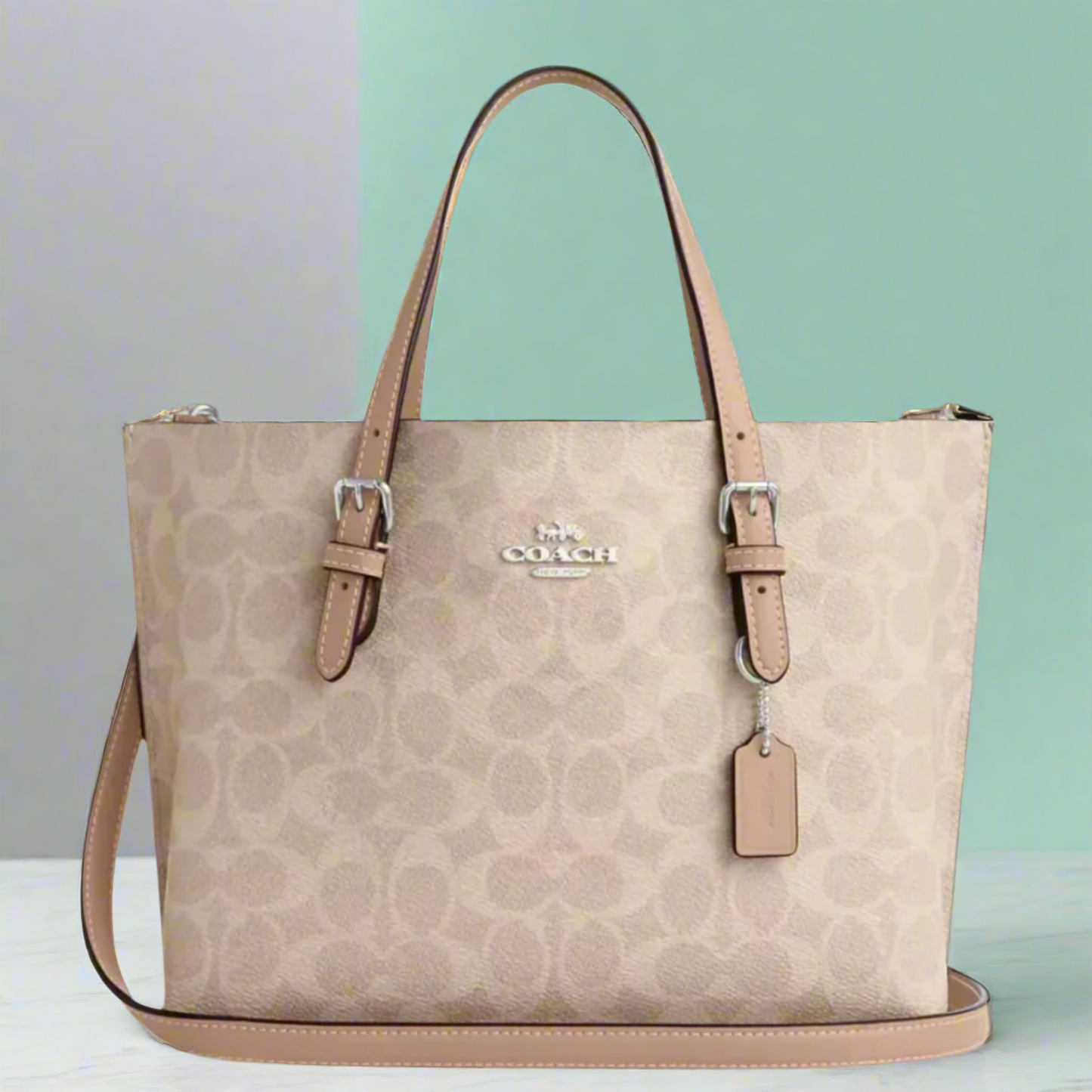 Coach Mollie Tote Bag 25 in Signature Canvas – Beige