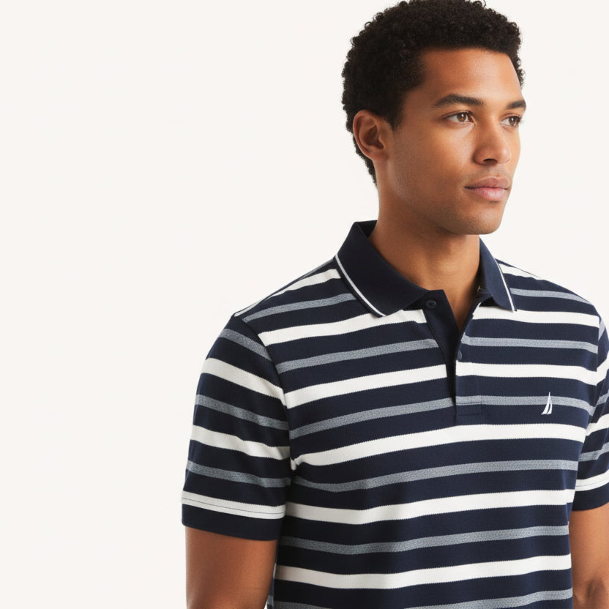 Nautica Men's Classic Striped Polo Shirt – Navy & White