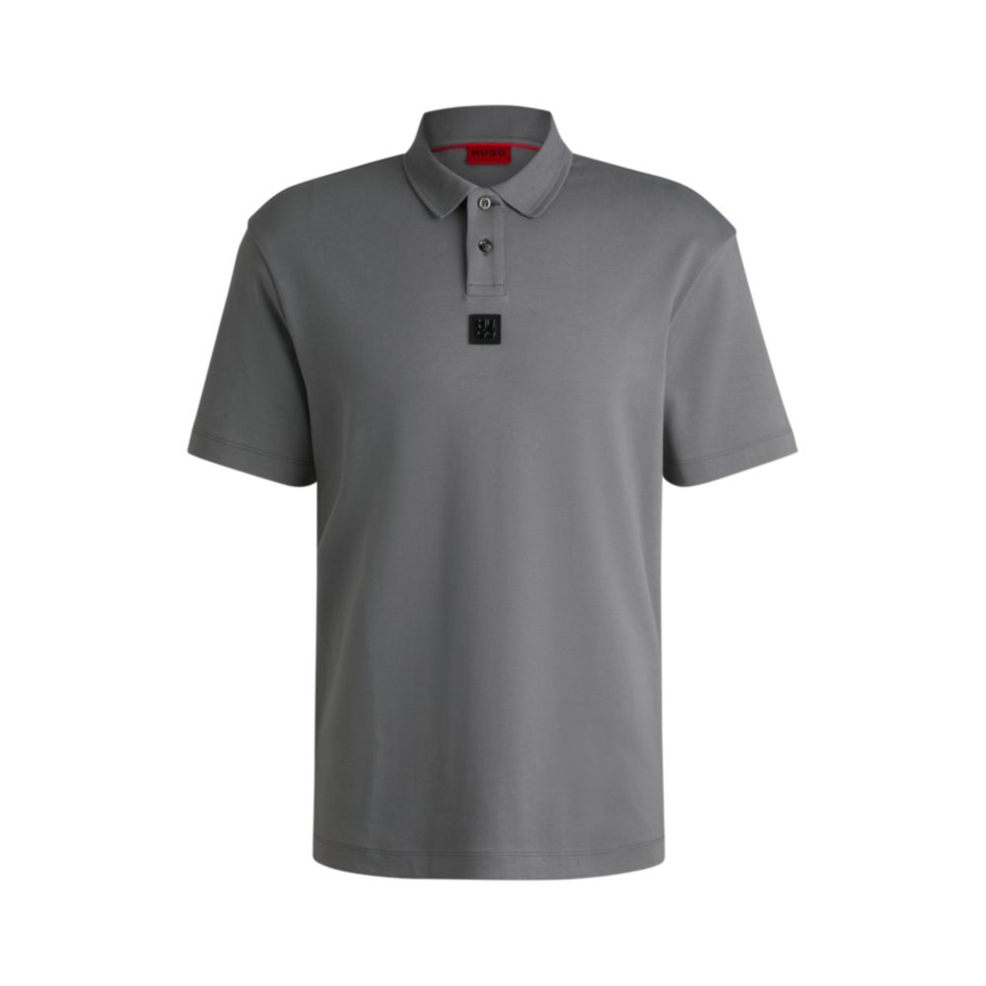 Men's Light Grey Interlock Cotton Polo Shirt with Stacked Logo