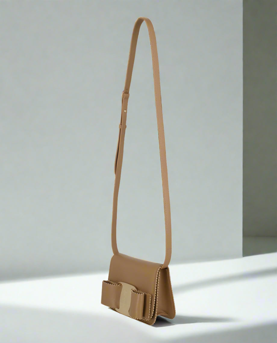 Mini Vara Bow Crossbody Bag in Luxury Calfskin Leather
