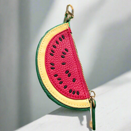 Faux Leather Watermelon Keychain Bag Charm Coin Purse