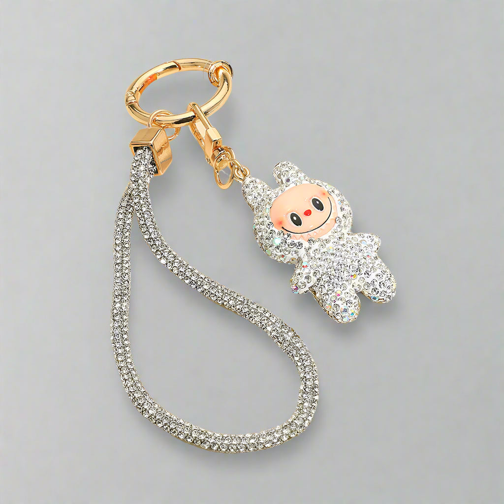 Cute Sparkling Doll Rhinestone Phone Strap Keychain Charm