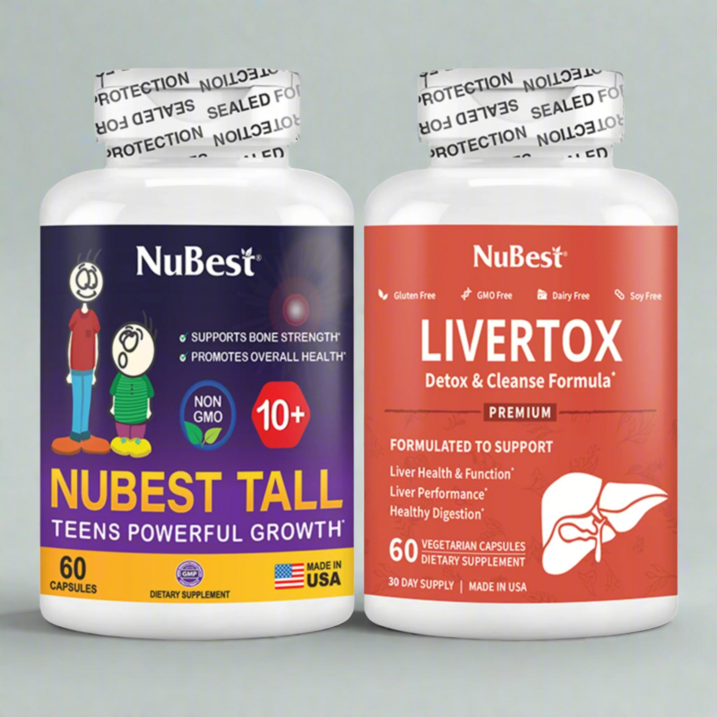 NuBest 10+ & LiverTox Capsules – Growth & Detox Combo (2 bottles/pack)