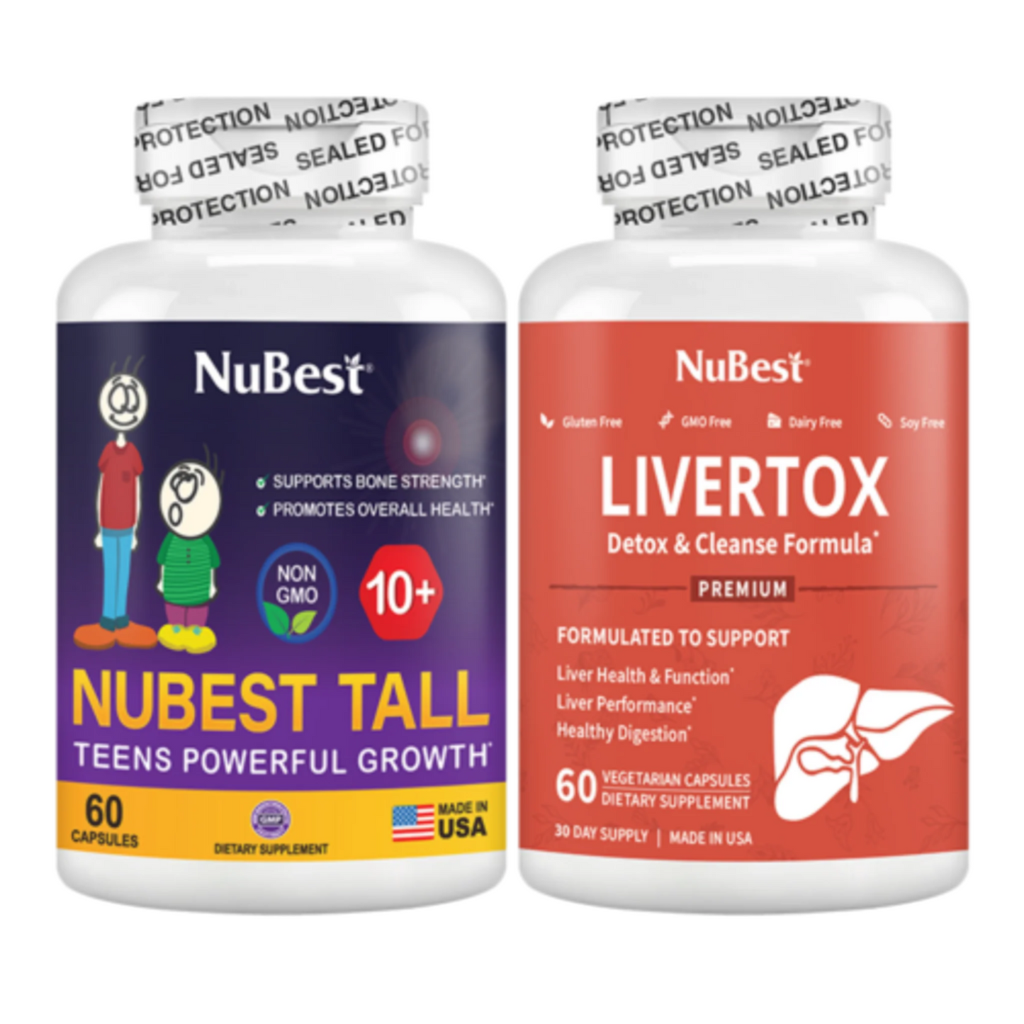 NuBest 10+ & LiverTox Capsules – Growth & Detox Combo (2 bottles/pack)